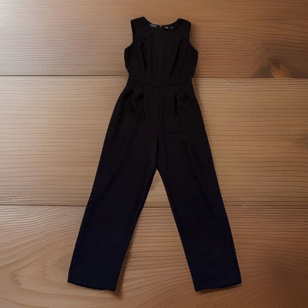 Liz Claiborne Womens Black Jumpsuit Size 8 Wide Leg Sleeveless Career Jumper